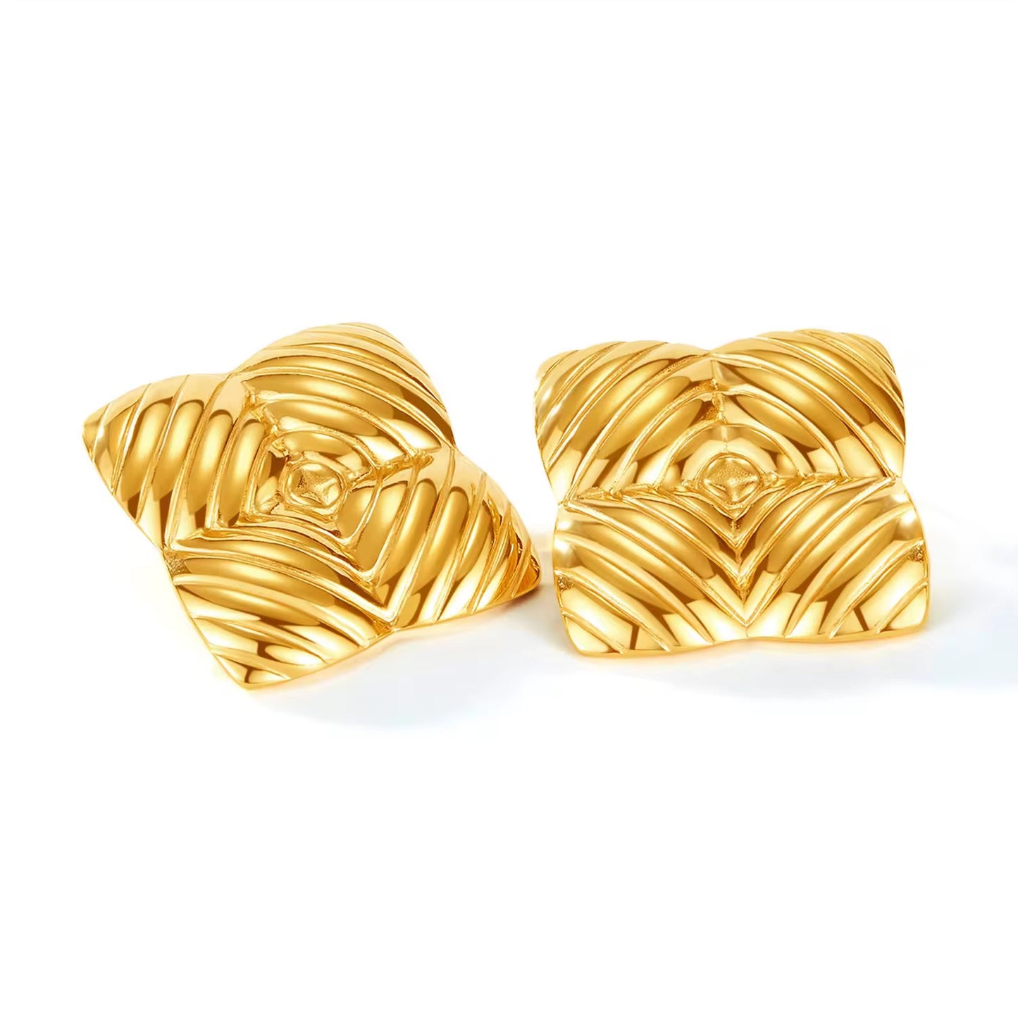 "Aarina Nova 18K Gold Plated Vintage Dome Earrings – Anti-Tarnish & Waterproof "