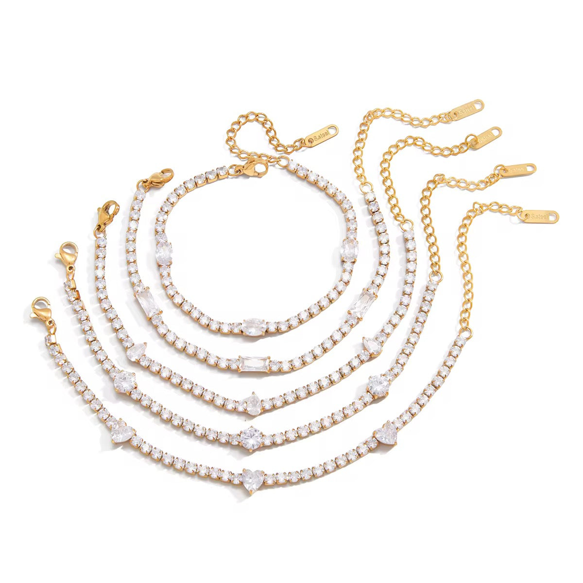 Triple-Heart Luxe Tennis Bracelet