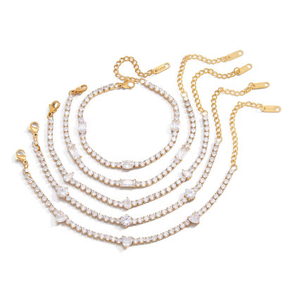 Triple-Heart Luxe Tennis Bracelet