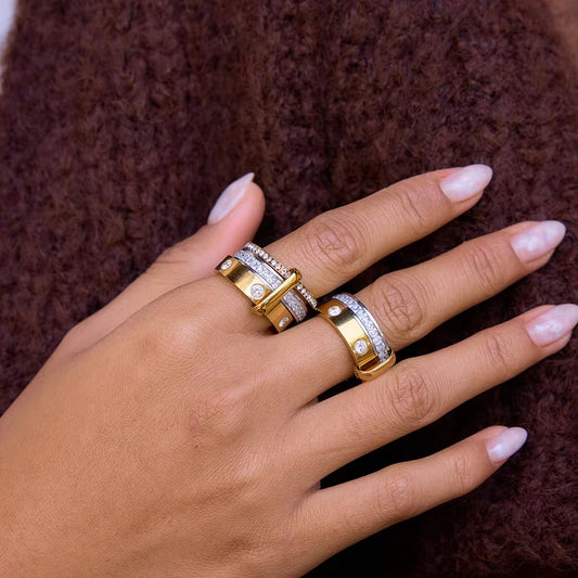 Triple-Layered Mixed Metal Statement Ring
