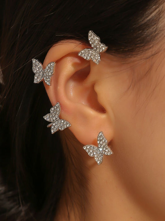 Silver Butterfly Ear Cuffs