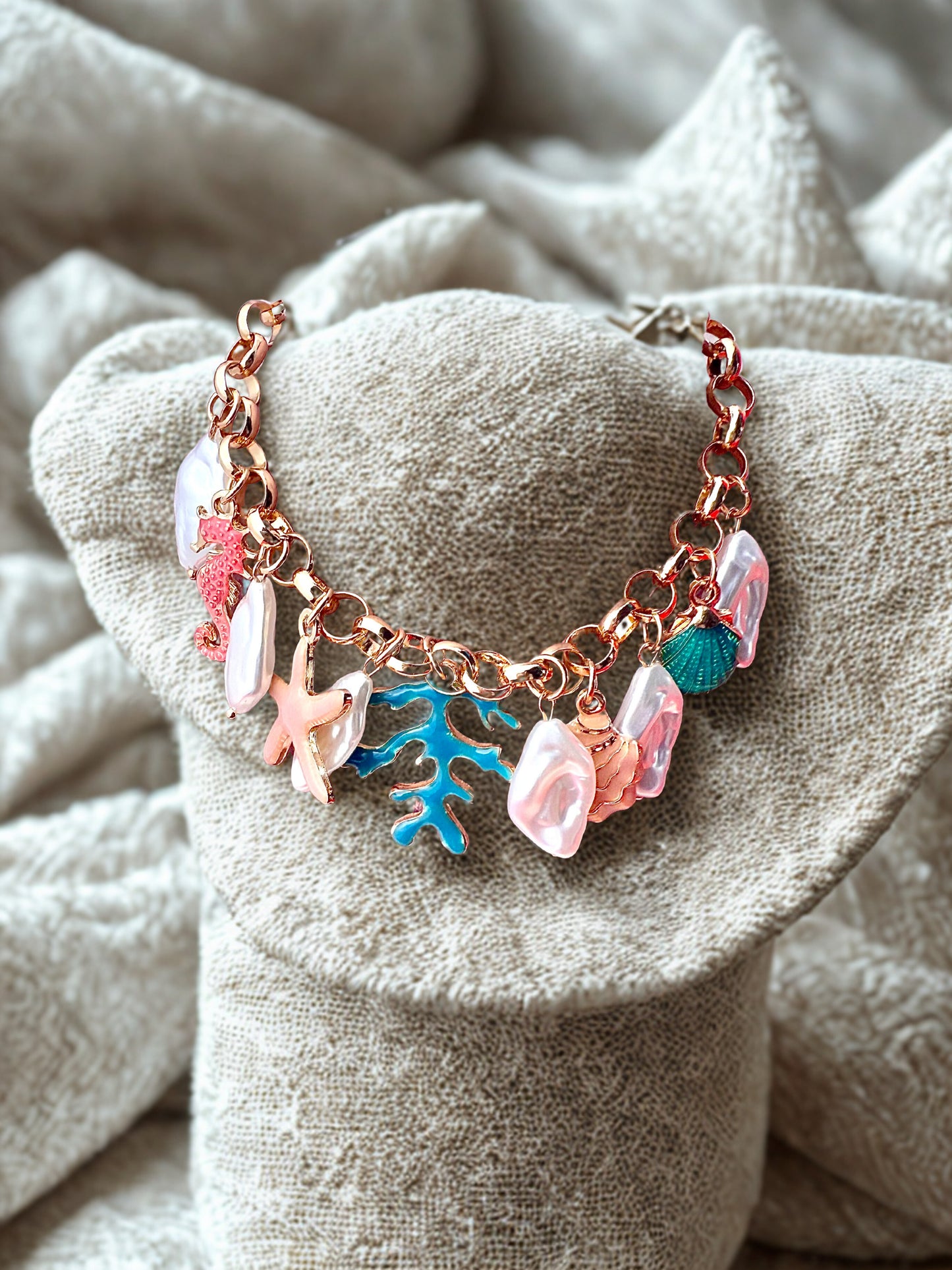 "Aarina Jewellery 18k Gold Plated Sea Treasure Charm Bracelet – Anti-Tarnish & Waterproof "