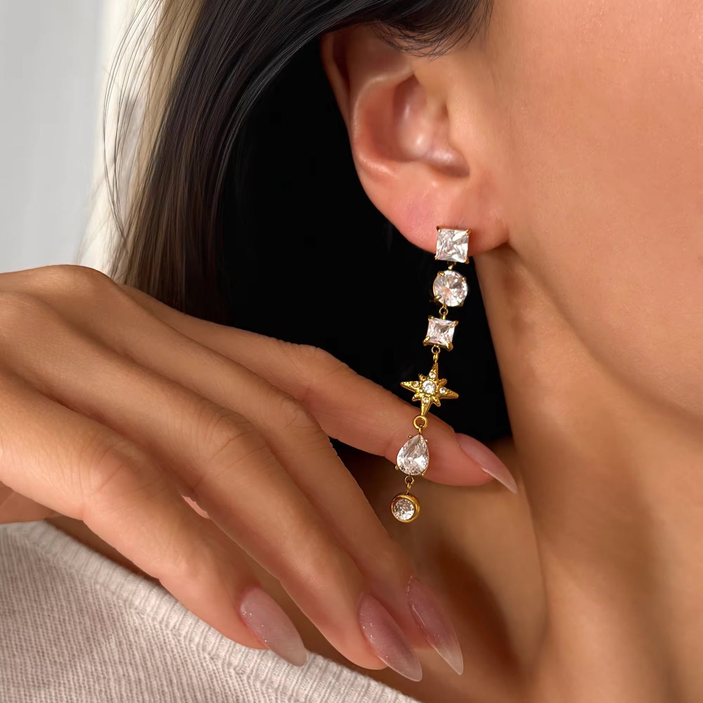 Celestial Mixed-Charm Drop Earrings