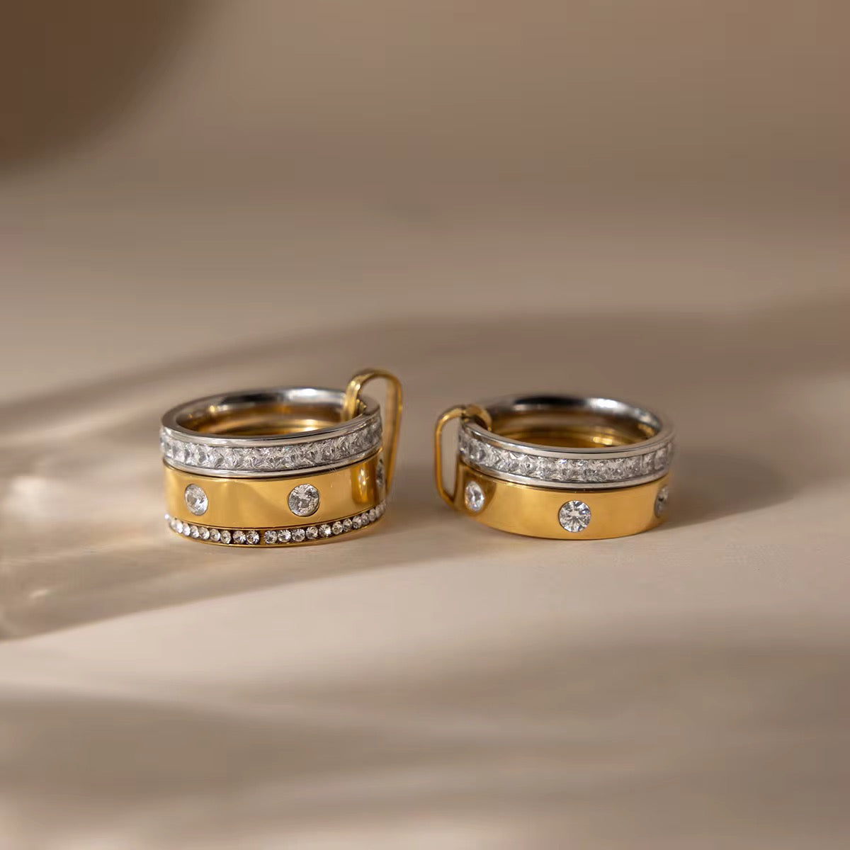 Triple-Layered Mixed Metal Statement Ring