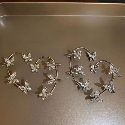 Silver Butterfly Ear Cuffs