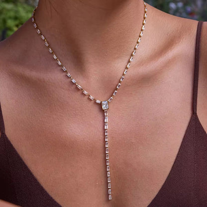 Radiant Baguette Lariat Necklace