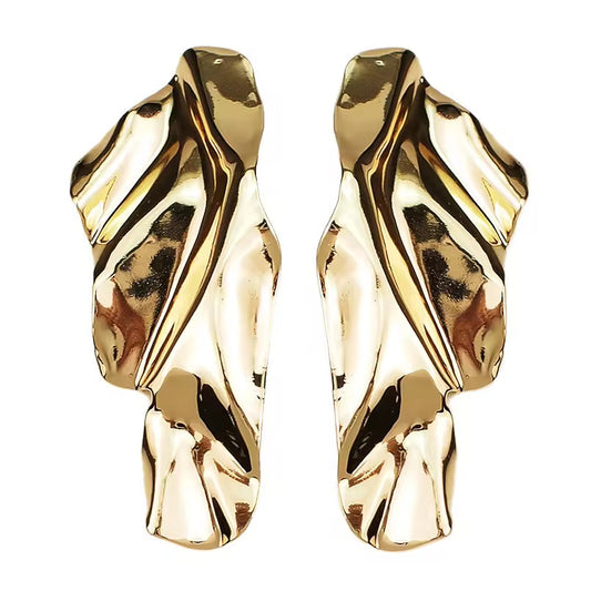 Aarina Luxe Wave Statement Earrings – 18K Gold Plated, Anti-Tarnish & Waterproof