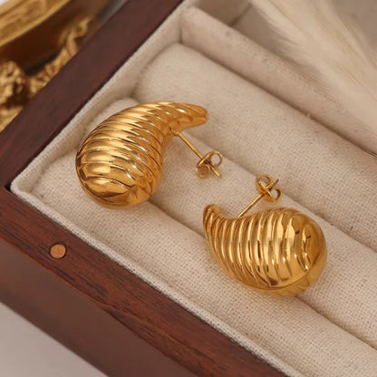 Aarina Golden Shell Stud Earrings – 18K Gold Plated, Anti-Tarnish & Waterproof
