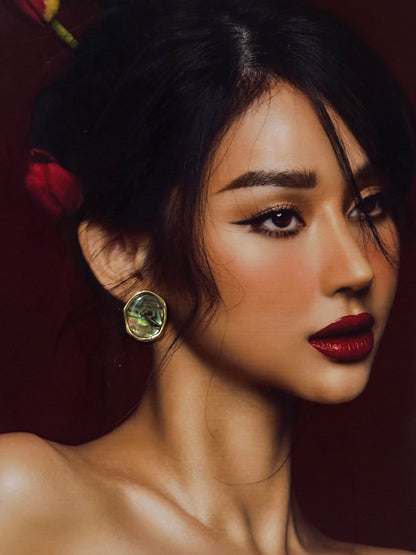 "Aarina Abalone Aura 18K Gold Plated Stud Earrings
"