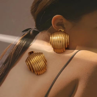 " Aarina Aurelia Sculpted Hoops – 18K Gold Plated, Anti-Tarnish & Waterproof "