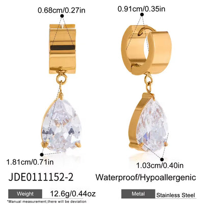 Teardrop Crystal Huggie Hoops
