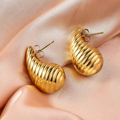 Aarina Golden Shell Stud Earrings – 18K Gold Plated, Anti-Tarnish & Waterproof