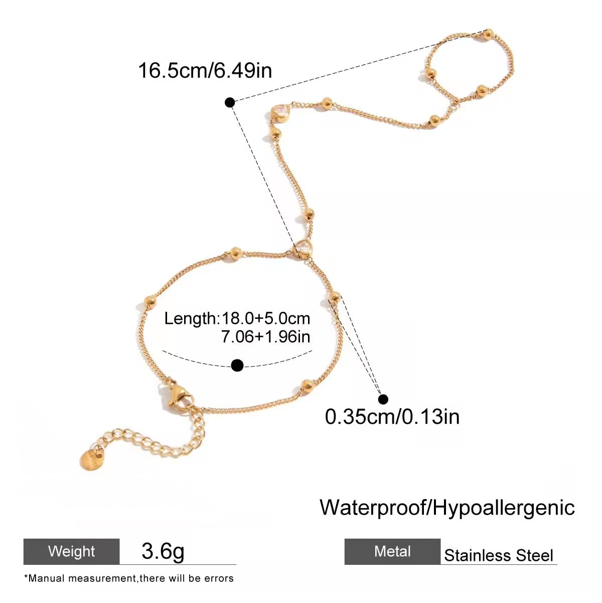 Aarina Heart Charm Hand Harness Bracelet