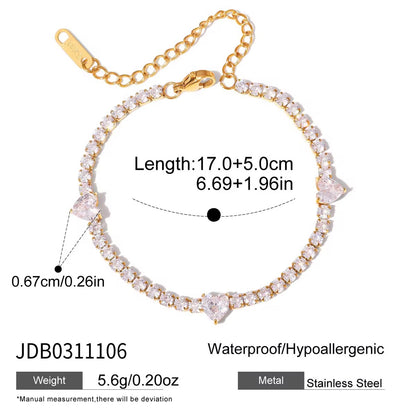 Triple-Heart Luxe Tennis Bracelet