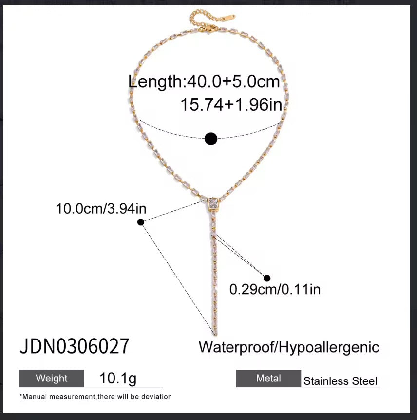Radiant Baguette Lariat Necklace