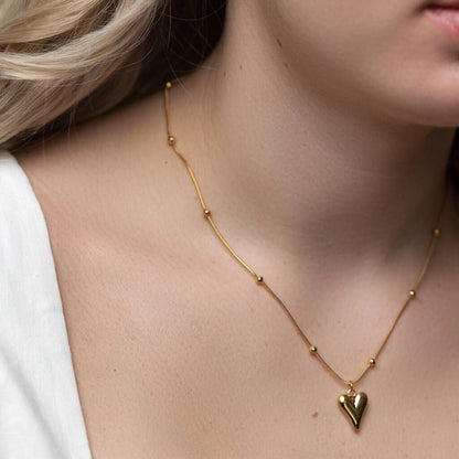 "Golden Embrace 18K Gold Plated Heart Pendant Necklace – Waterproof & Anti-Tarnish | Aarina Jewellery