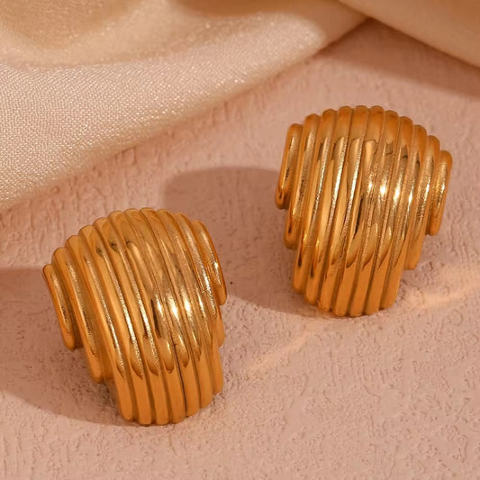" Aarina Aurelia Sculpted Hoops – 18K Gold Plated, Anti-Tarnish & Waterproof "