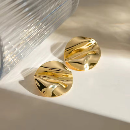 "Aarina Waveform 18K Gold Plated Sculptural Earrings – Anti-Tarnish & Waterproof "