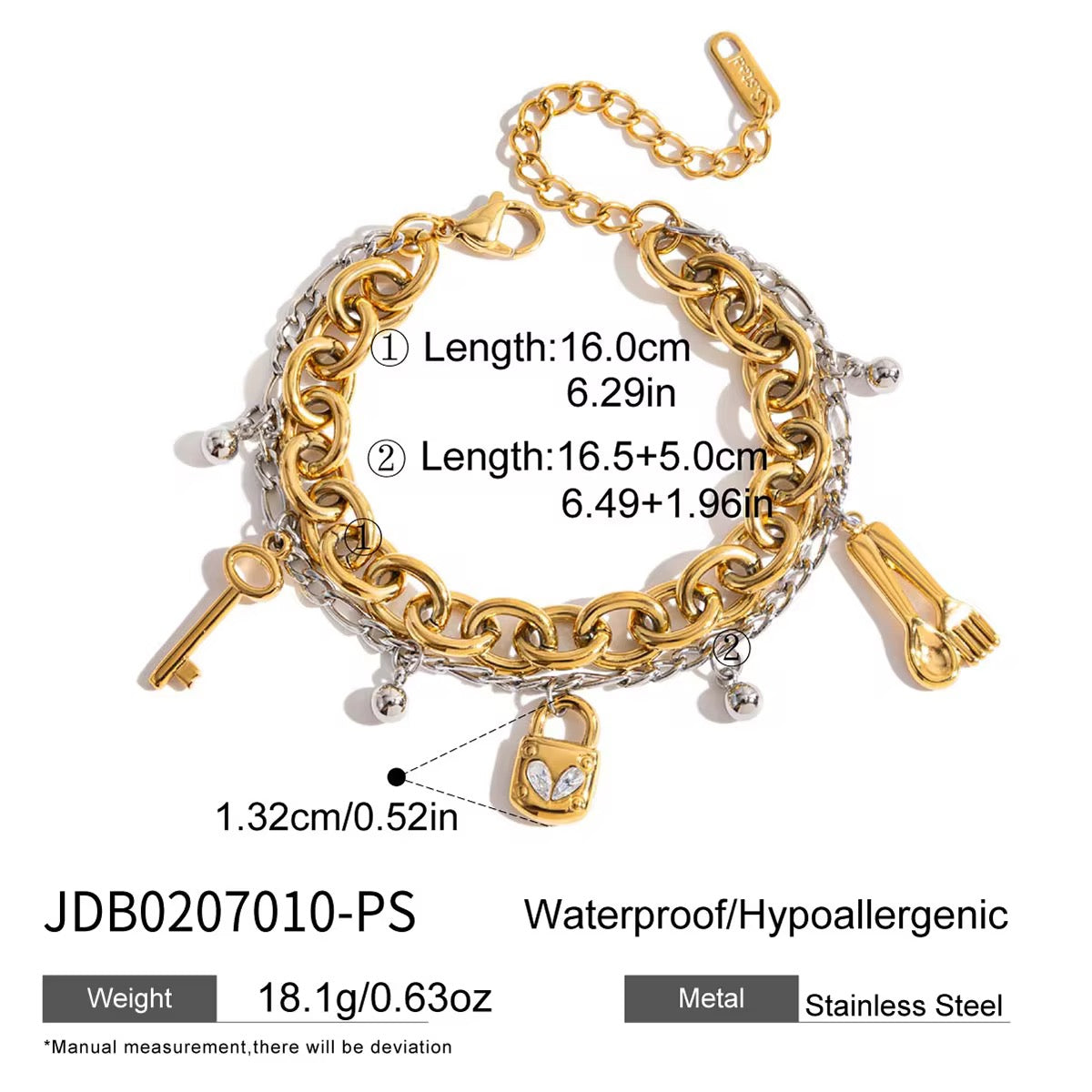 Mixed-Metal Charm Statement Bracelet