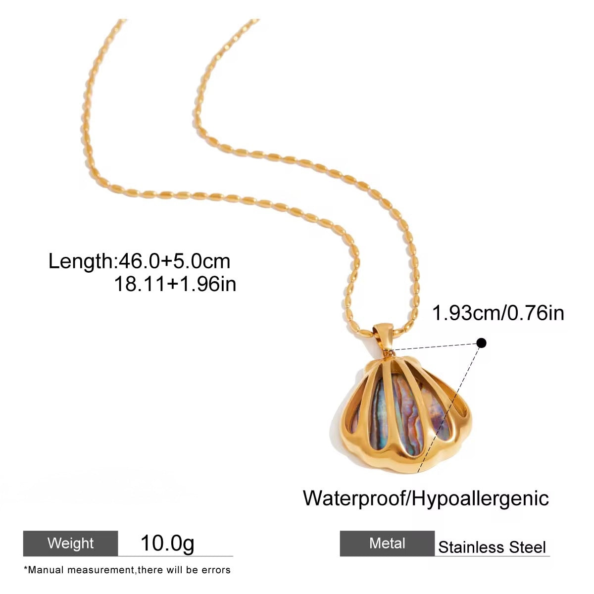 Aurora Seashell Set – Pendant Necklace & Statement Earrings