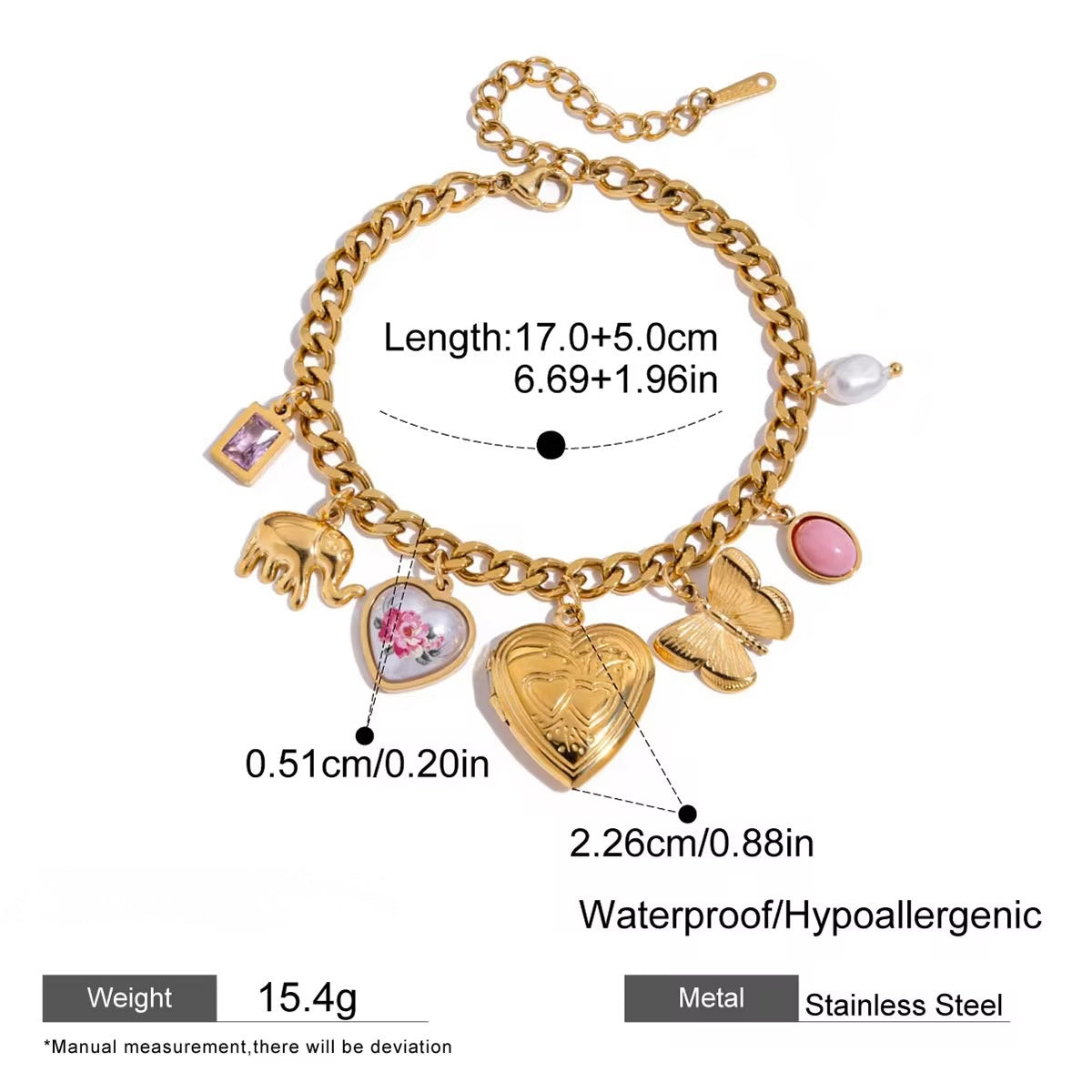 Aarina Charm Locket Bracelet Duo – Memories in Gold