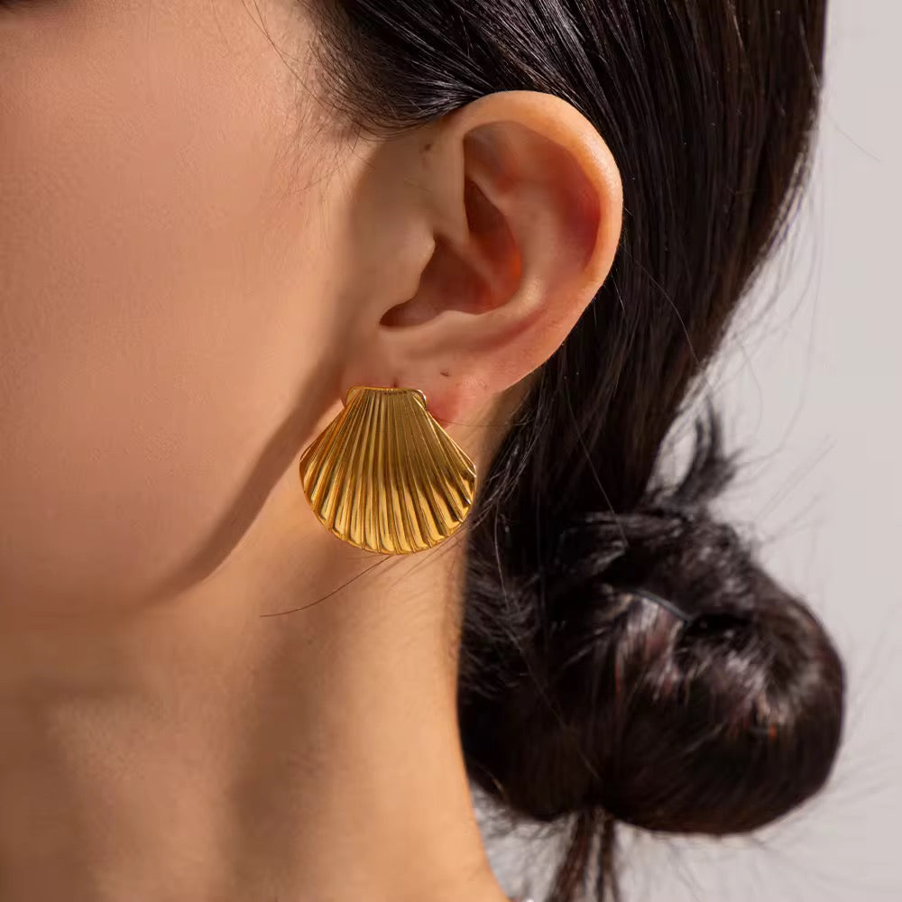 "Aarina Shell charm 18K Gold Plated Statement Earrings – Anti-Tarnish & Waterproof  "