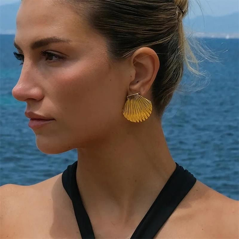 "Aarina Shell charm 18K Gold Plated Statement Earrings – Anti-Tarnish & Waterproof  "