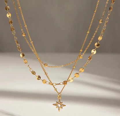 Golden Trinity Layered Necklace – 3-in-1 Waterproof Chains