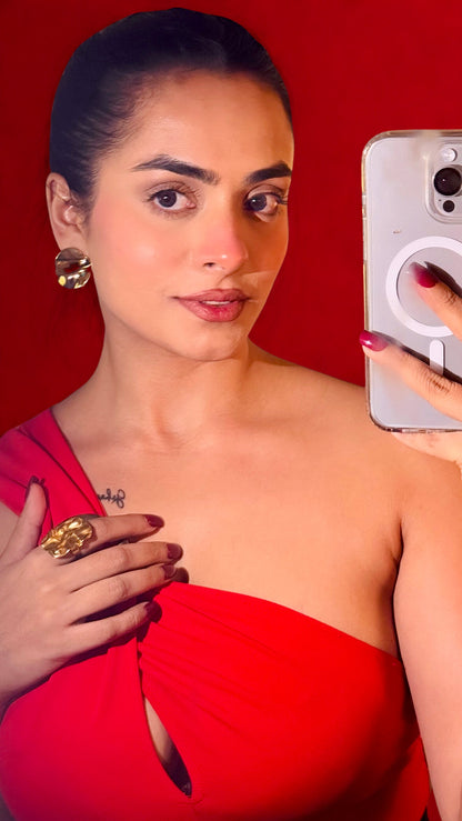 "Aarina Waveform 18K Gold Plated Sculptural Earrings – Anti-Tarnish & Waterproof "