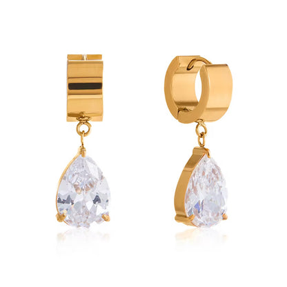 Teardrop Crystal Huggie Hoops