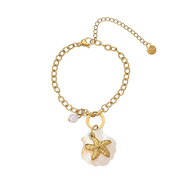 "Aarina Jewellery 18k Gold Plated Ocean Charm Bracelet – Anti-Tarnish & Waterproof "