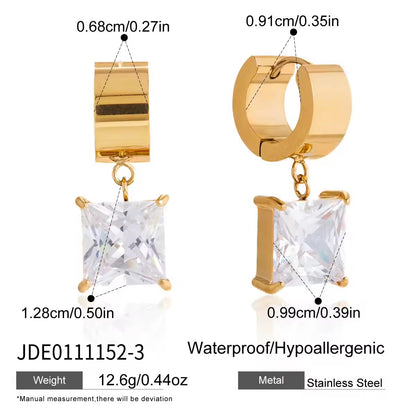 Royal Square Solitaire Huggie Hoops