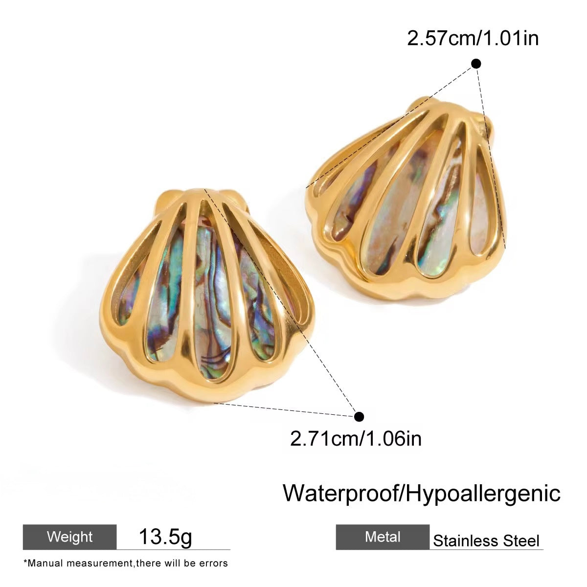 Aurora Seashell Set – Pendant Necklace & Statement Earrings