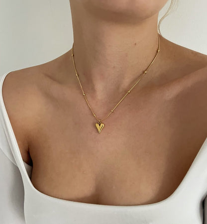 "Golden Embrace 18K Gold Plated Heart Pendant Necklace – Waterproof & Anti-Tarnish | Aarina Jewellery