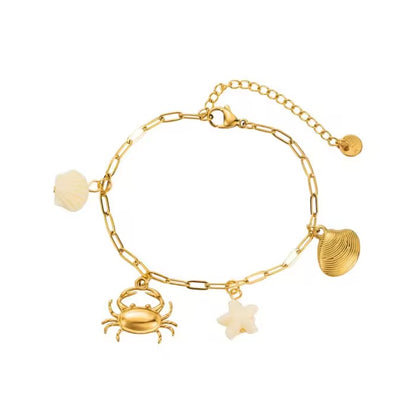 "Aarina Jewellery 18k Gold Plated Coastal Charm Bracelet – Anti-Tarnish & Waterproof "