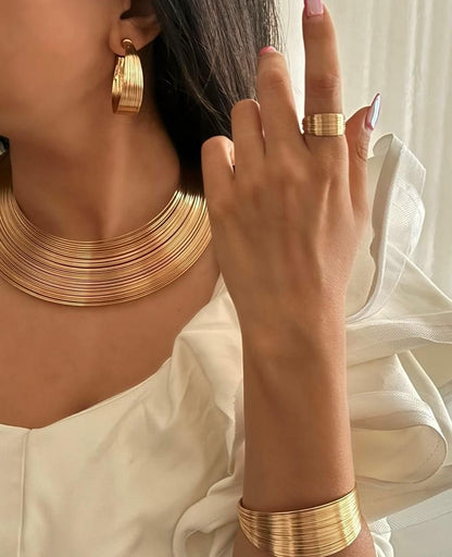 Aarina Jewellery 18k Gold Plated Multi-Strand Statement Set