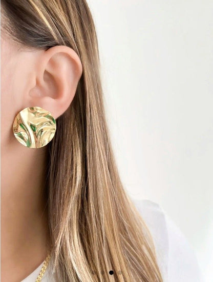 "Aarina Waveform 18K Gold Plated Sculptural Earrings – Anti-Tarnish & Waterproof "