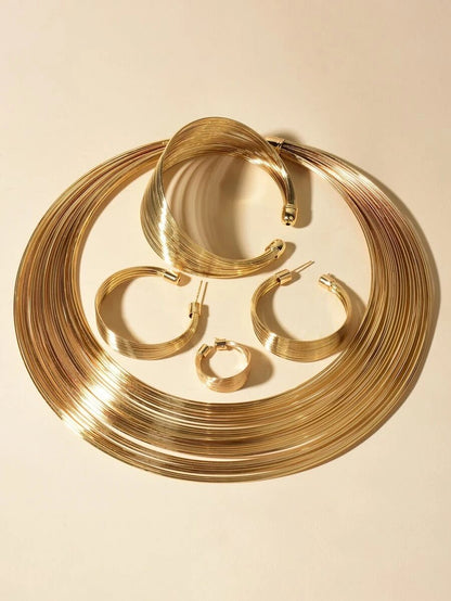 Aarina Jewellery 18k Gold Plated Multi-Strand Statement Set
