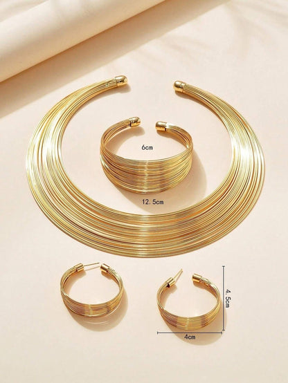 Aarina Jewellery 18k Gold Plated Multi-Strand Statement Set