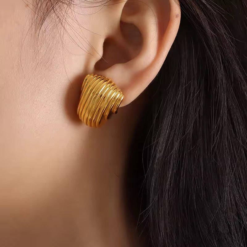 " Aarina Aurelia Sculpted Hoops – 18K Gold Plated, Anti-Tarnish & Waterproof "