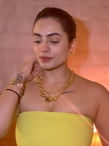 "Multi-Layered Chunky 18k Gold plated  Chain Necklace "