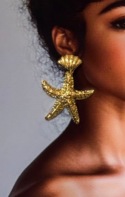 Aarina  Ocean Muse Starfish Earrings – 18K Gold Plated, Anti-Tarnish & Waterproof