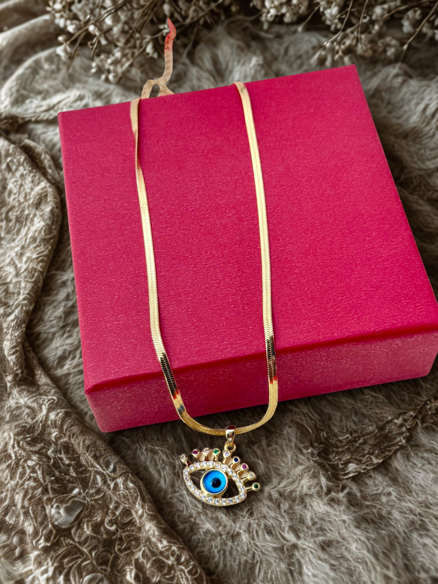 Evil Eye 18K Gold Plated Pendant Necklace – Waterproof & Anti-Tarnish | Aarina Jewellery