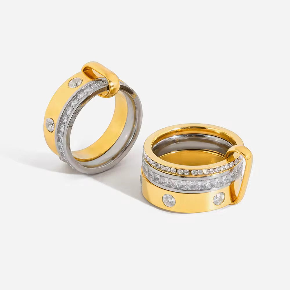 Triple-Layered Mixed Metal Statement Ring