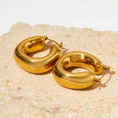 " Aarina Classic Bold Hoop Earrings – 18K Gold Plated, Anti-Tarnish & Waterproof
"