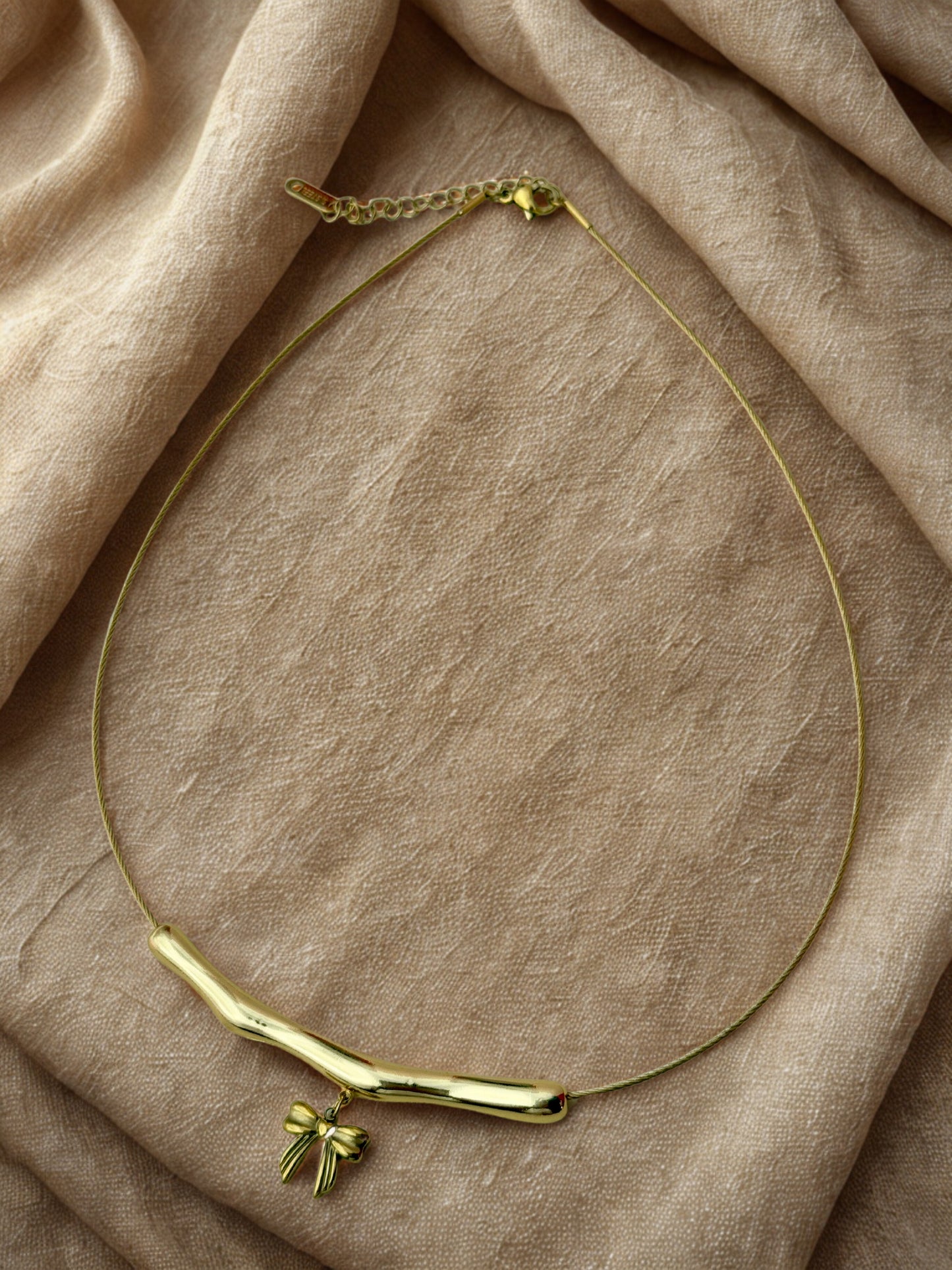 Golden Twig & BOW 18K Gold Plated Pendant Necklace – Waterproof & Anti-Tarnish | Aarina Jewellery
