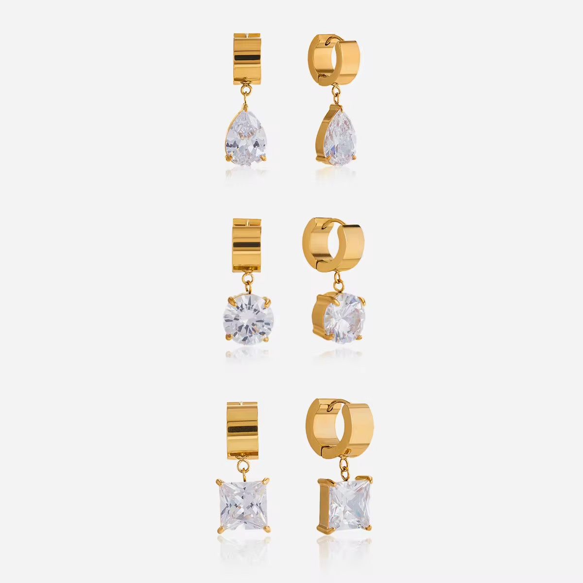Teardrop Crystal Huggie Hoops