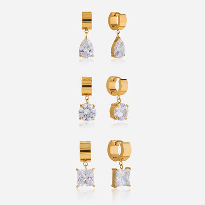 Teardrop Crystal Huggie Hoops