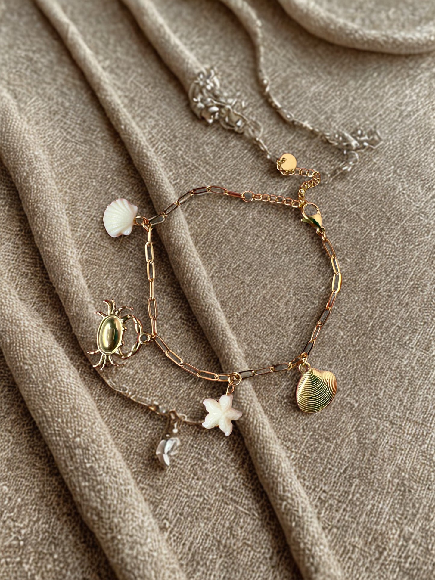 "Aarina Jewellery 18k Gold Plated Coastal Charm Bracelet – Anti-Tarnish & Waterproof "