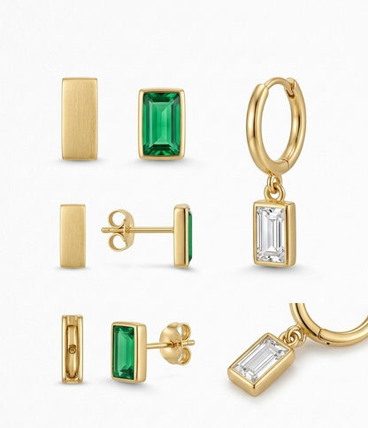Modern Geometric Emerald Set (Set of 3)
